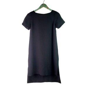 ottod'Ame Little Black Dress LBD Short Sleeve Shift Dress w/ High Low Split Hem